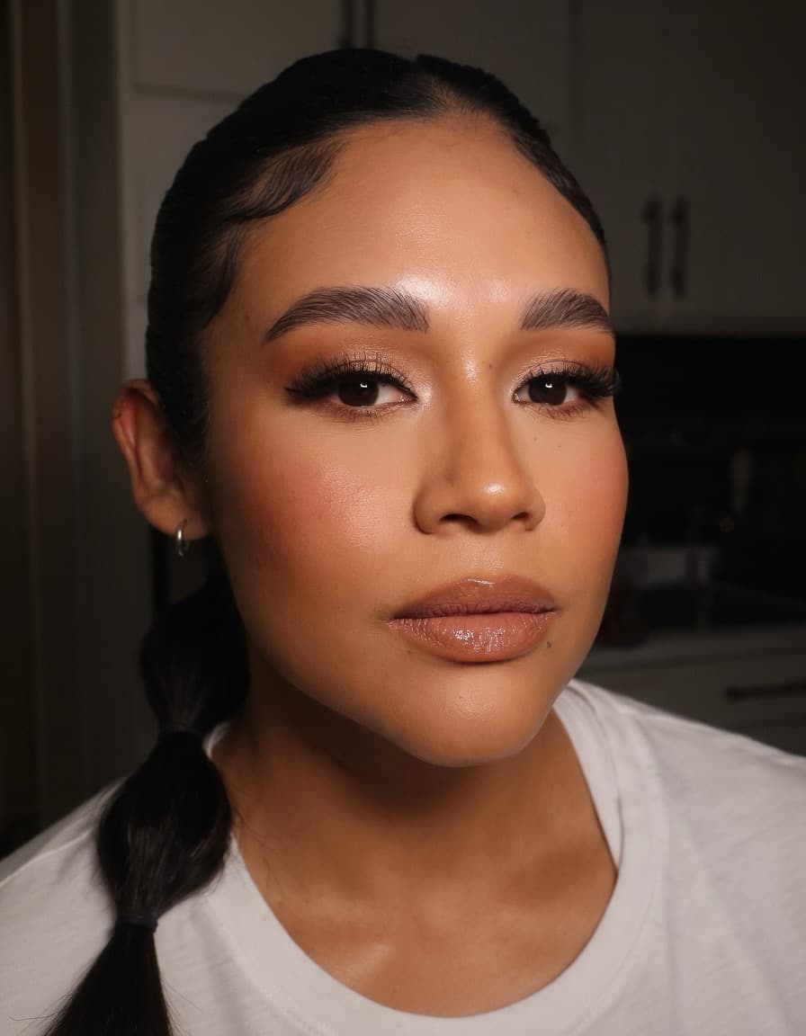 Maquillaje editorial con delineado marcado